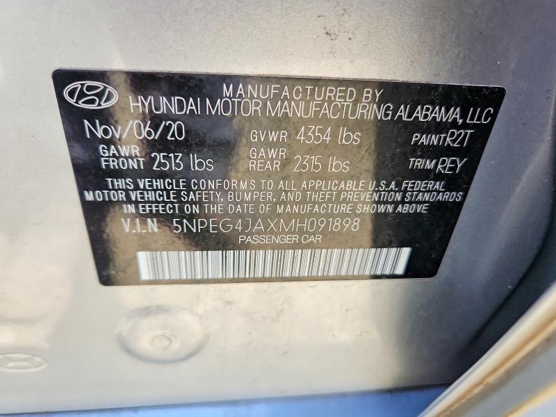Продаж на аукціоні авто 2021 Hyundai Sonata, vin: 5NPEG4JAXMH091898, номер лоту: 63702026