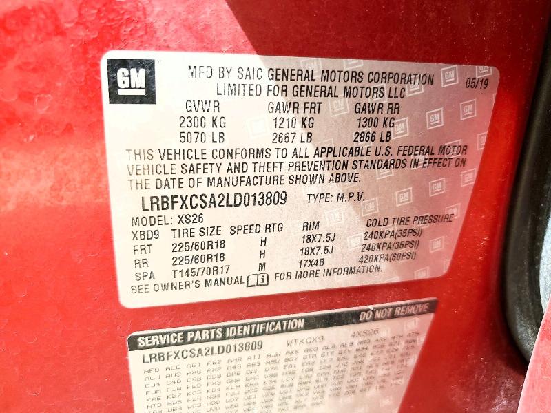 64281146 :رقم المزاد ، LRBFXCSA2LD013809 vin ، 2020 Buick Envision مزاد بيع