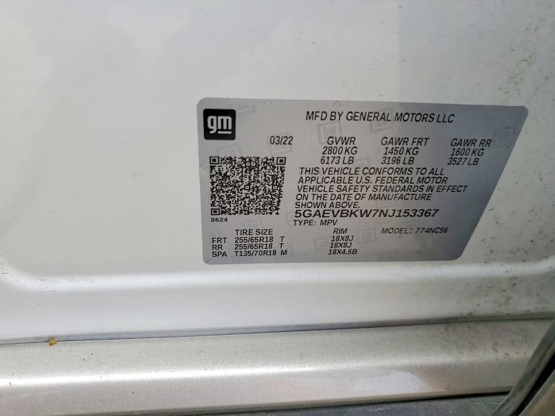 Aukcja sprzedaży 2022 Buick Enclave, vin: 5GAEVBKW7NJ153367, numer aukcji: 64440226