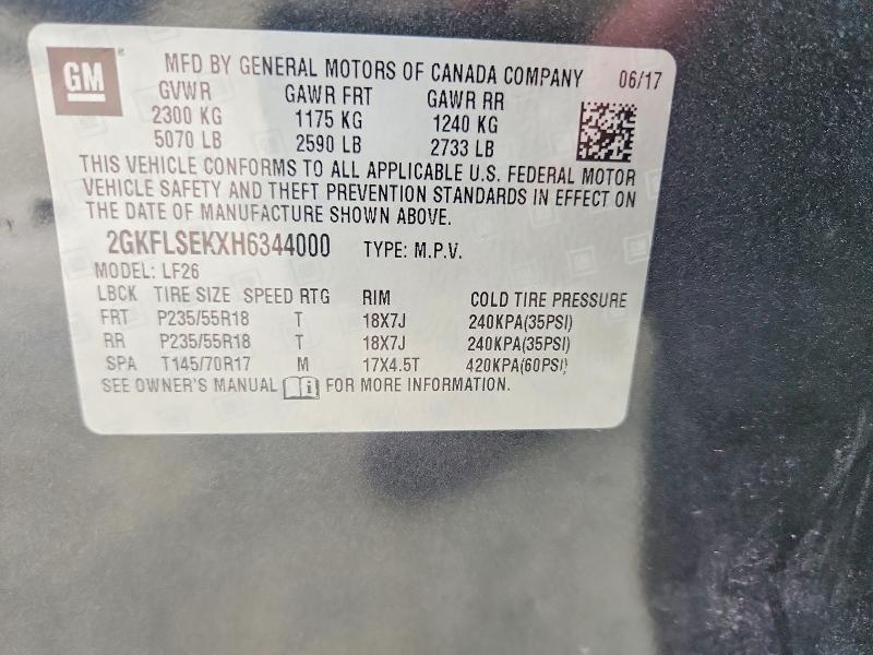 67080336 :رقم المزاد ، 2GKFLSEKXH6344000 vin ، 2017 Gmc Terrain مزاد بيع