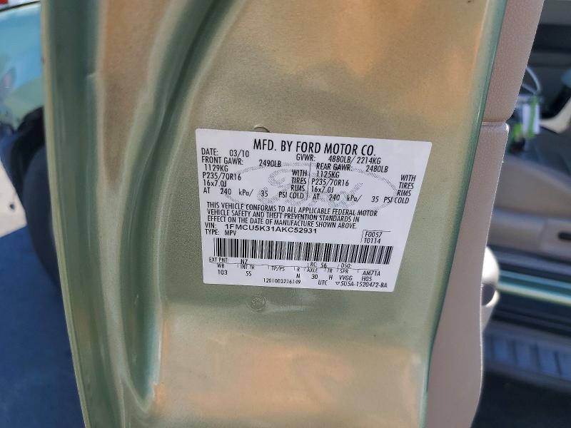 Продажа на аукционе авто 2010 Ford Escape, vin: 1FMCU5K31AKC52931, номер лота: 65570046