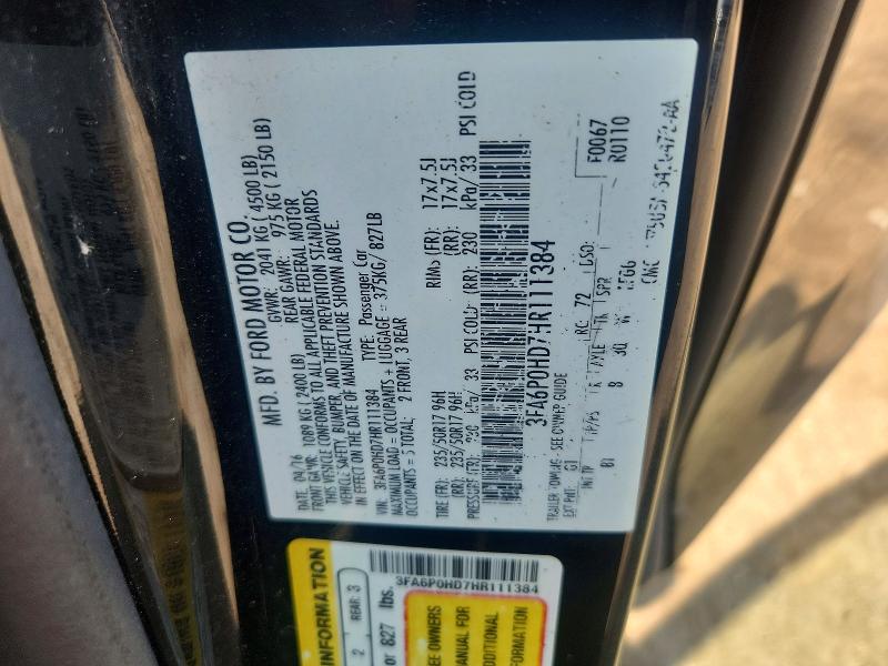Продажа на аукционе авто 2017 Ford Fusion, vin: 3FA6P0HD7HR111384, номер лота: 66276816