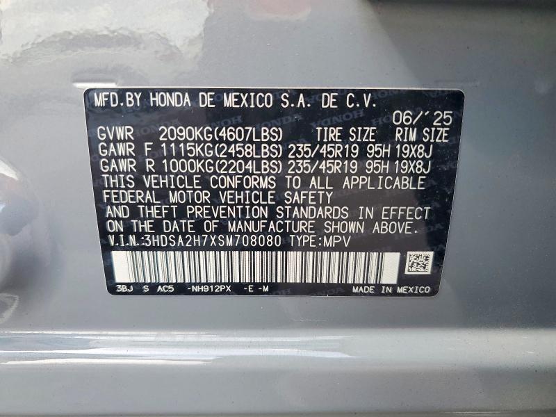2025 Acura Adx მანქანა იყიდება აუქციონზე, vin: 3HDSA2H7XSM708080, აუქციონის ნომერი: 65952206