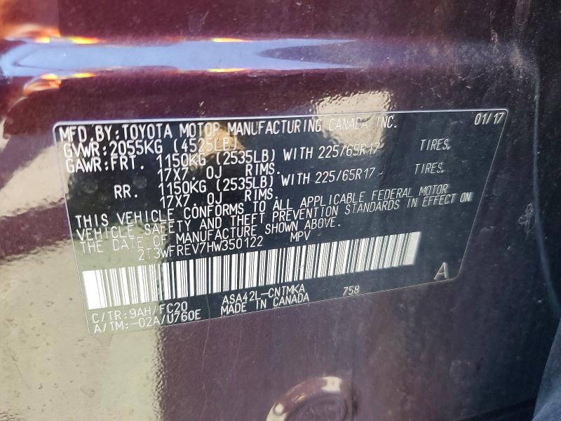 Aukcja sprzedaży 2017 Toyota Rav4, vin: 2T3WFREV7HW350122, numer aukcji: 64080976