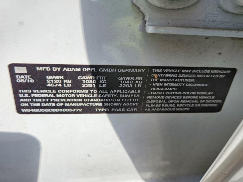 Aukcja sprzedaży 2011 Buick Regal, vin: W04GU5GC0B1005772, numer aukcji: 65280566