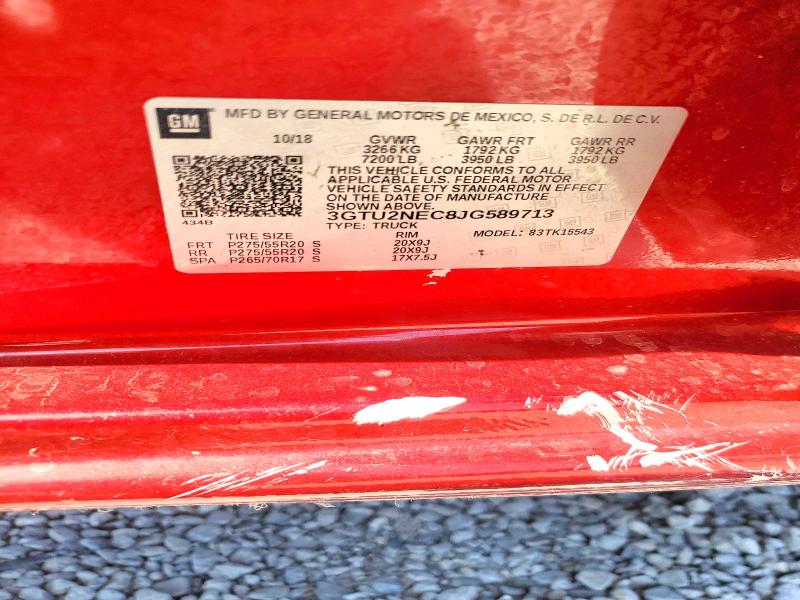 Aukcja sprzedaży 2018 Gmc Sierra, vin: 3GTU2NEC8JG589713, numer aukcji: 65021576