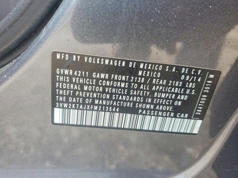 Aukcja sprzedaży 2015 Volkswagen Jetta, vin: 3VW2K7AJXFM213544, numer aukcji: 67198386