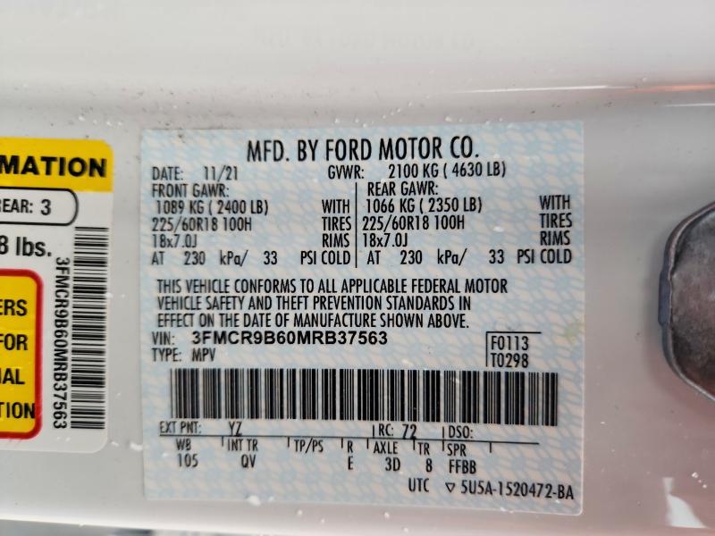 Продажа на аукционе авто 2021 Ford Bronco Sport, vin: 3FMCR9B60MRB37563, номер лота: 64007576