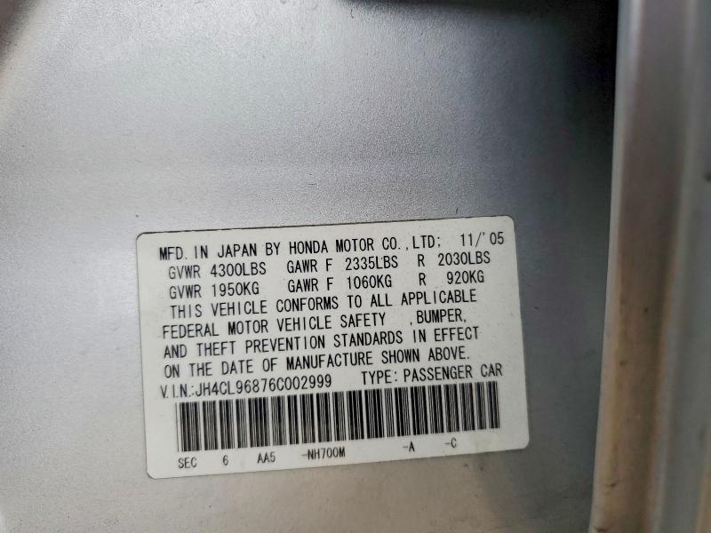 Продажа на аукционе авто 2006 Acura Tsx, vin: JH4CL96876C002999, номер лота: 63950126
