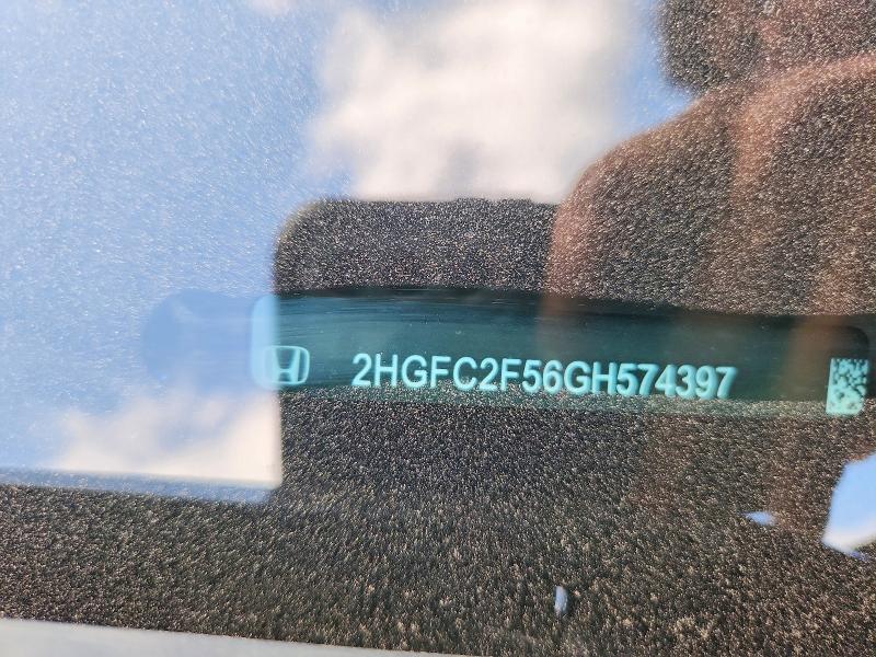 2016 Honda Civic მანქანა იყიდება აუქციონზე, vin: 2HGFC2F56GH574397, აუქციონის ნომერი: 65740216