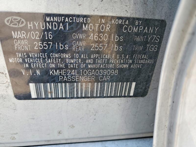 Продаж на аукціоні авто 2016 Hyundai Sonata Hybrid, vin: KMHE24L10GA039098, номер лоту: 64103756