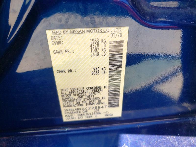 Продажа на аукционе авто 2020 Nissan Altima, vin: 1N4BL4BV1LC226847, номер лота: 66768586