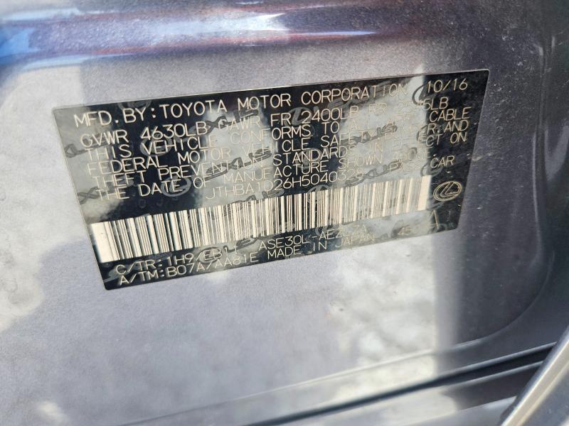 Продажа на аукционе авто 2017 Lexus Is, vin: JTHBA1D26H5040328, номер лота: 65695096
