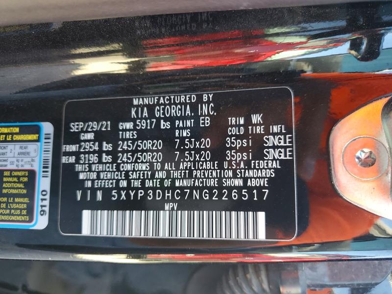 Aukcja sprzedaży 2022 Kia Telluride, vin: 5XYP3DHC7NG226517, numer aukcji: 66100586