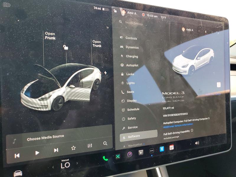 65395496 :رقم المزاد ، 5YJ3E1EB2KF510613 vin ، 2019 Tesla Model 3 مزاد بيع