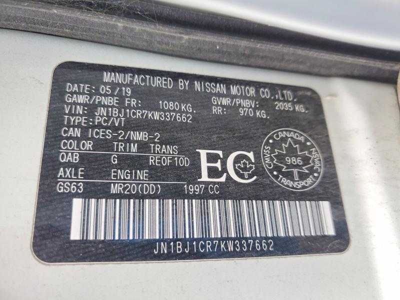 64656906 :رقم المزاد ، JN1BJ1CR7KW337662 vin ، 2019 Nissan Qashqai مزاد بيع