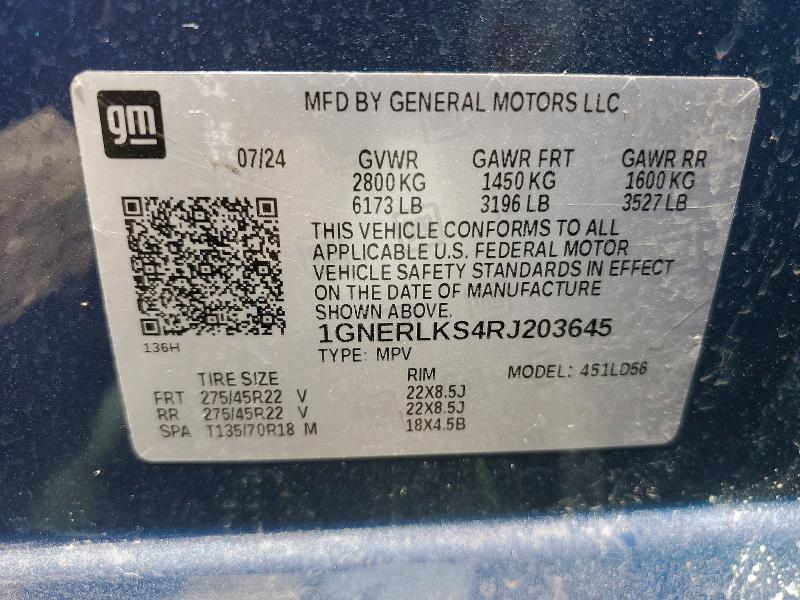 Продаж на аукціоні авто 2024 Chevrolet Traverse, vin: 1GNERLKS4RJ203645, номер лоту: 63572976