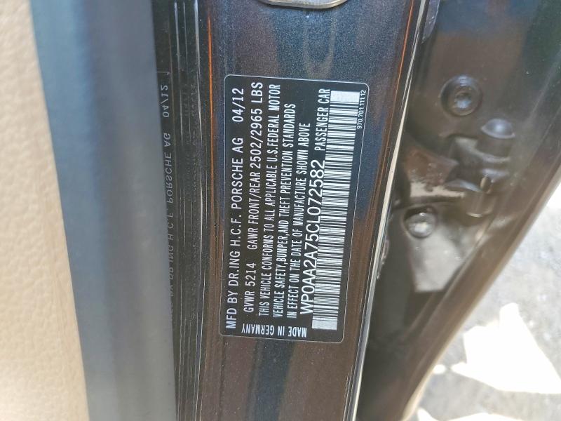 64222406 :رقم المزاد ، WP0AA2A75CL072582 vin ، 2012 Porsche Panamera مزاد بيع