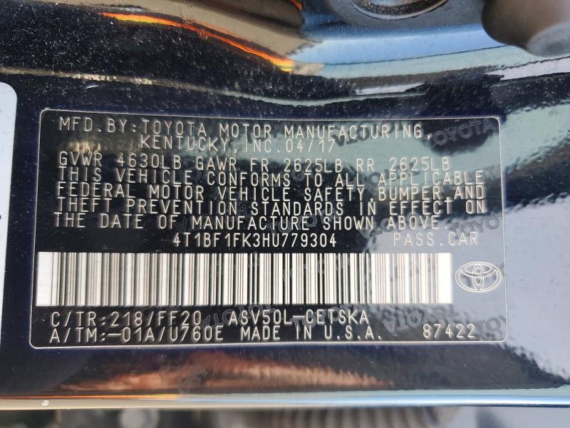 Aukcja sprzedaży 2017 Toyota Camry, vin: 4T1BF1FK3HU779304, numer aukcji: 64107076