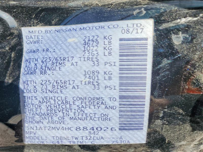 65513666 :رقم المزاد ، 5N1AT2MV4HC884026 vin ، 2017 Nissan Rogue مزاد بيع