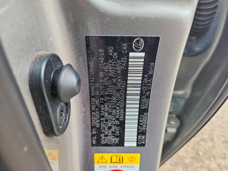 Продаж на аукціоні авто 2016 Lexus Es, vin: 58ABK1GGXGU031422, номер лоту: 64362726