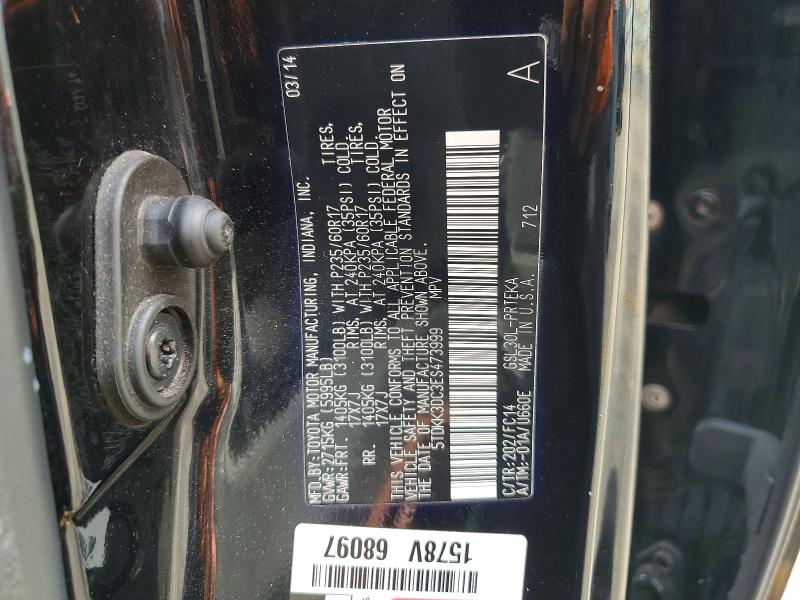 Продажа на аукционе авто 2014 Toyota Sienna, vin: 5TDKK3DC3ES473999, номер лота: 63713216