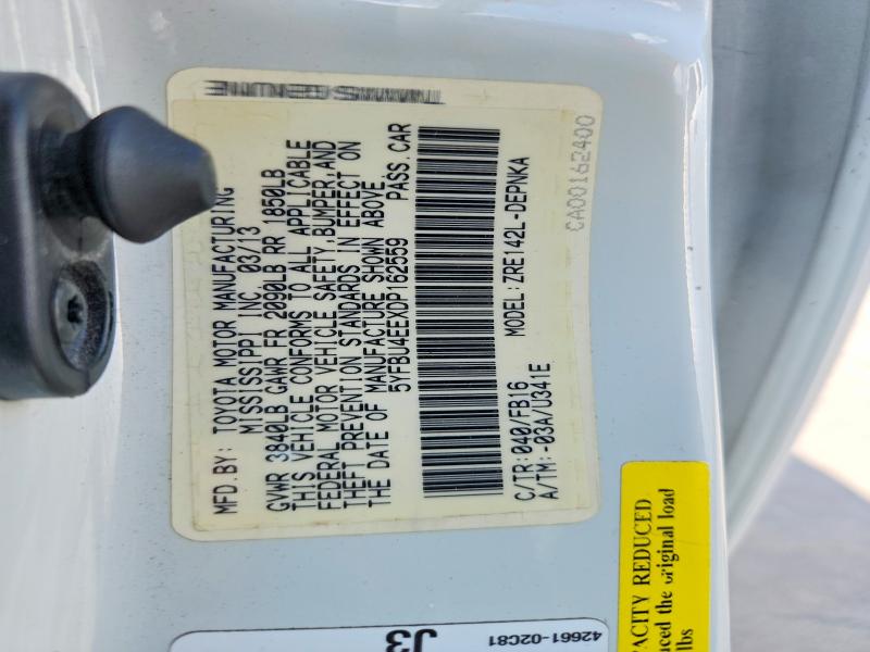 Продажа на аукционе авто 2013 Toyota Corolla, vin: 5YFBU4EEXDP162559, номер лота: 65134906