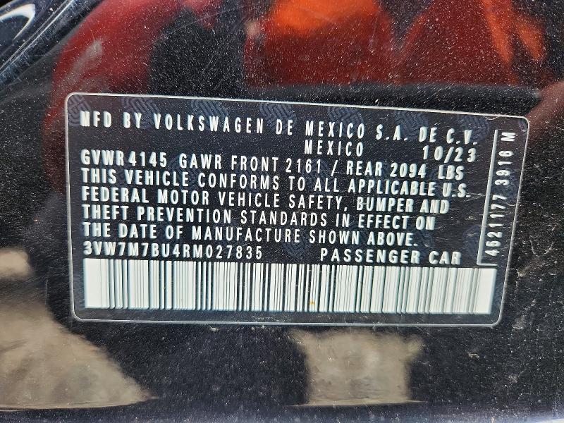2024 Volkswagen Jetta მანქანა იყიდება აუქციონზე, vin: 3VW7M7BU4RM027835, აუქციონის ნომერი: 63895346