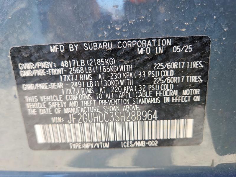 Продаж на аукціоні авто 2025 Subaru Crosstrek, vin: JF2GUHDC3SH288964, номер лоту: 66003956