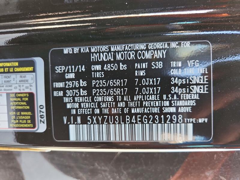 Продажа на аукционе авто 2014 Hyundai Santa Fe Sport, vin: 5XYZU3LB4EG231298, номер лота: 64433666