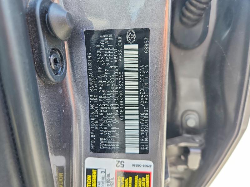 Aukcja sprzedaży 2019 Toyota Camry, vin: 4T1B11HK4KU797359, numer aukcji: 67257976
