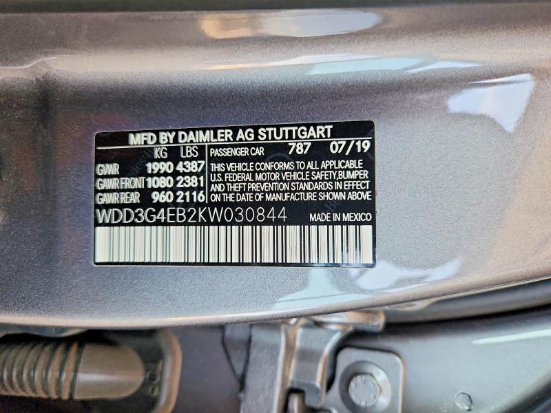 2019 Mercedes-benz A მანქანა იყიდება აუქციონზე, vin: WDD3G4EB2KW030844, აუქციონის ნომერი: 65879006