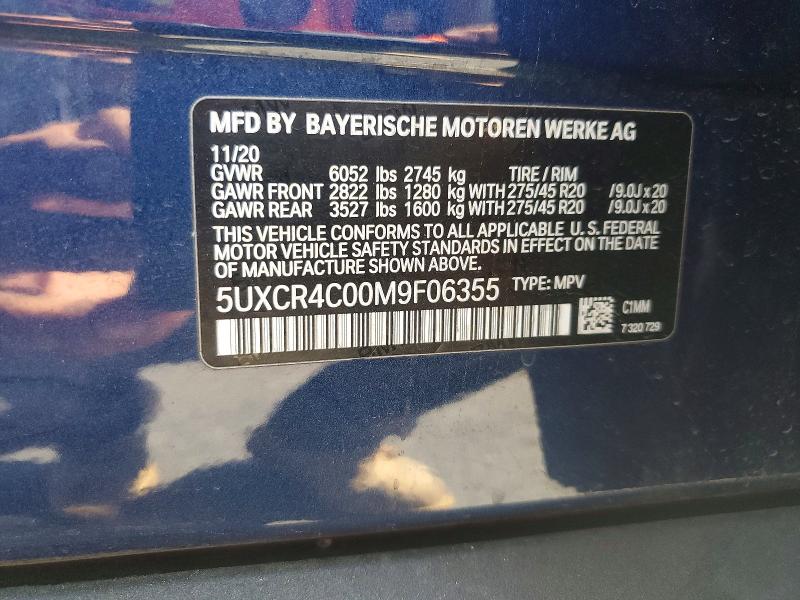 2021 Bmw X5 მანქანა იყიდება აუქციონზე, vin: 5UXCR4C00M9F06355, აუქციონის ნომერი: 64573626