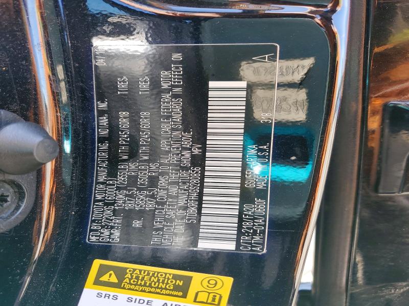 Aukcja sprzedaży 2016 Toyota Highlander, vin: 5TDBKRFH4GS280856, numer aukcji: 64577016