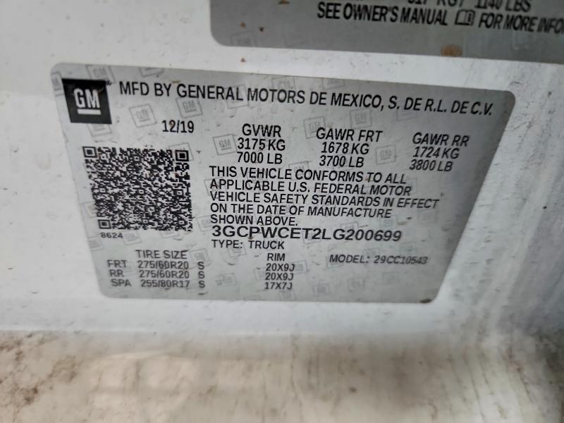 63774736 :رقم المزاد ، 3GCPWCET2LG200699 vin ، 2020 Chevrolet Silverado مزاد بيع