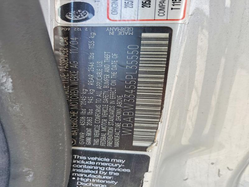 64221036 :رقم المزاد ، WBABW33455PL35550 vin ، 2005 Bmw 325 مزاد بيع
