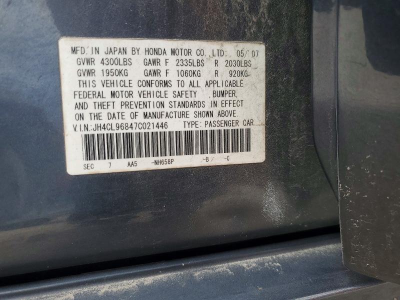 Aukcja sprzedaży 2007 Acura Tsx, vin: JH4CL96847C021446, numer aukcji: 63711136