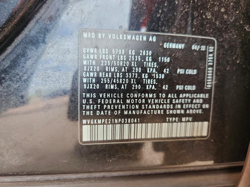 Aukcja sprzedaży 2022 Volkswagen Id.4, vin: WVGKMPE21NP038041, numer aukcji: 64050866