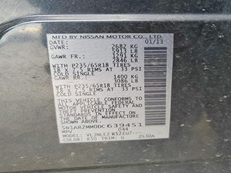 Aukcja sprzedaży 2013 Nissan Pathfinder, vin: 5N1AR2MM0DC639451, numer aukcji: 64911086