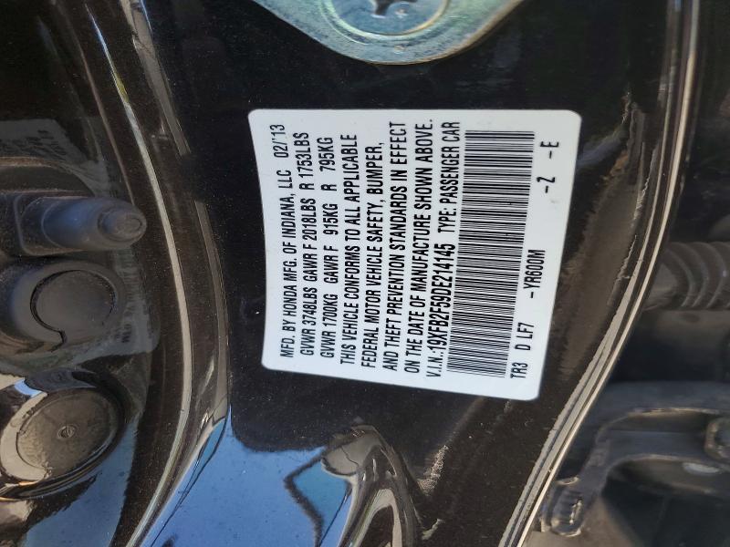63773736 :رقم المزاد ، 19XFB2F59DE214145 vin ، 2013 Honda Civic مزاد بيع