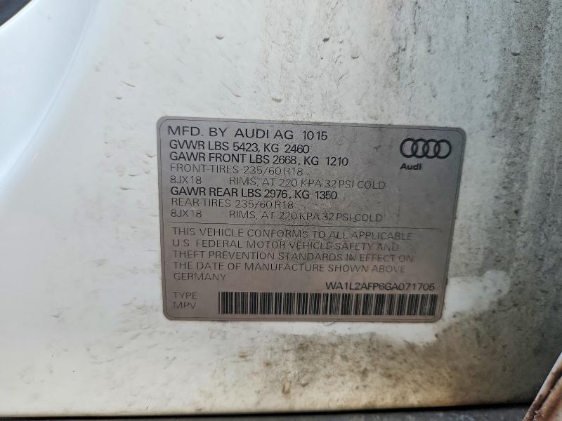 Продаж на аукціоні авто 2016 Audi Q5, vin: WA1L2AFP6GA071705, номер лоту: 64756206