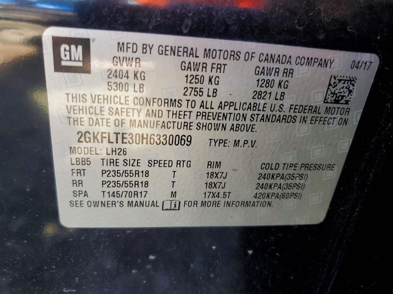 2017 Gmc Terrain მანქანა იყიდება აუქციონზე, vin: 2GKFLTE30H6330069, აუქციონის ნომერი: 65097476