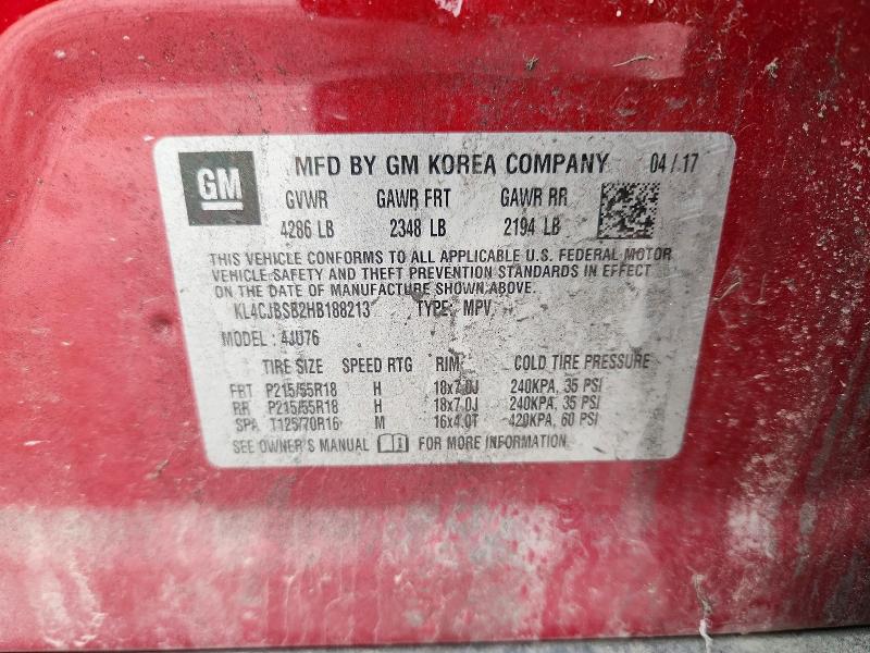 Aukcja sprzedaży 2017 Buick Encore, vin: KL4CJBSB2HB188213, numer aukcji: 65331536
