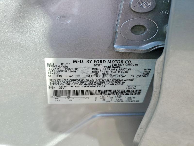 Aukcja sprzedaży 2011 Ford Edge, vin: 2FMDK3KC0BBA67232, numer aukcji: 64964646