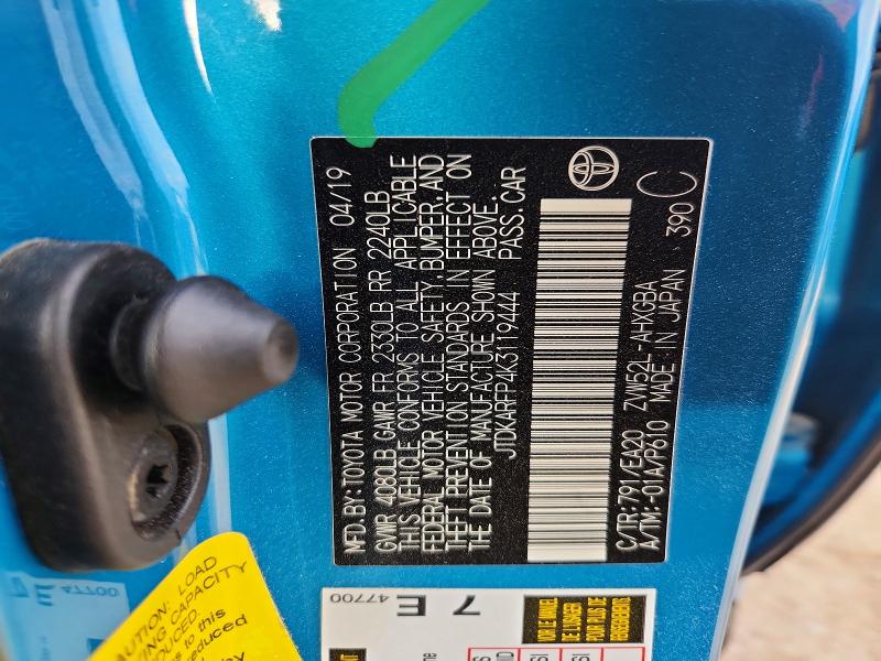Продаж на аукціоні авто 2019 Toyota Prius Prime, vin: JTDKARFP4K3119444, номер лоту: 64284696