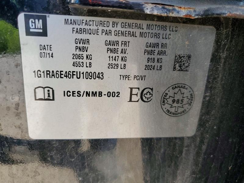 Продаж на аукціоні авто 2015 Chevrolet Volt, vin: 1G1RA6E46FU109043, номер лоту: 62768866