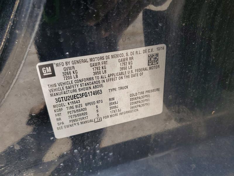 2015 Gmc Sierra მანქანა იყიდება აუქციონზე, vin: 3GTU2UEC3FG174963, აუქციონის ნომერი: 65034376