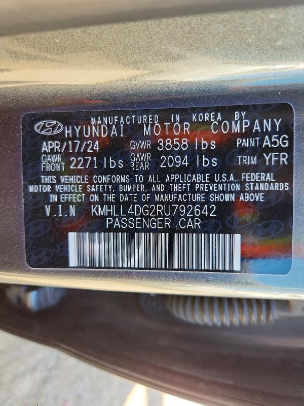 2024 Hyundai Elantra მანქანა იყიდება აუქციონზე, vin: KMHLL4DG2RU792642, აუქციონის ნომერი: 65882426