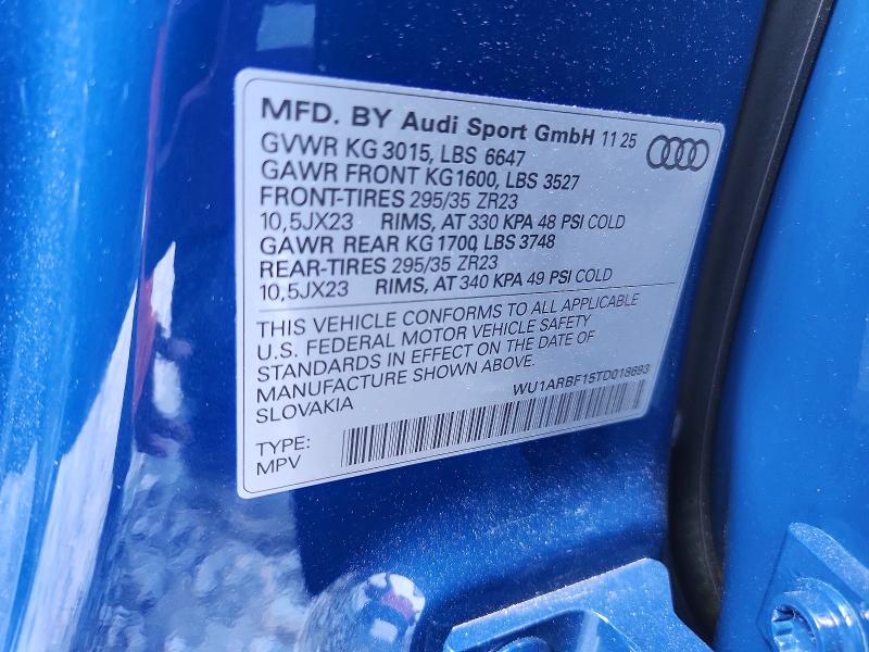Продаж на аукціоні авто 2026 Audi Rs Q8, vin: WU1ARBF15TD018693, номер лоту: 65105006