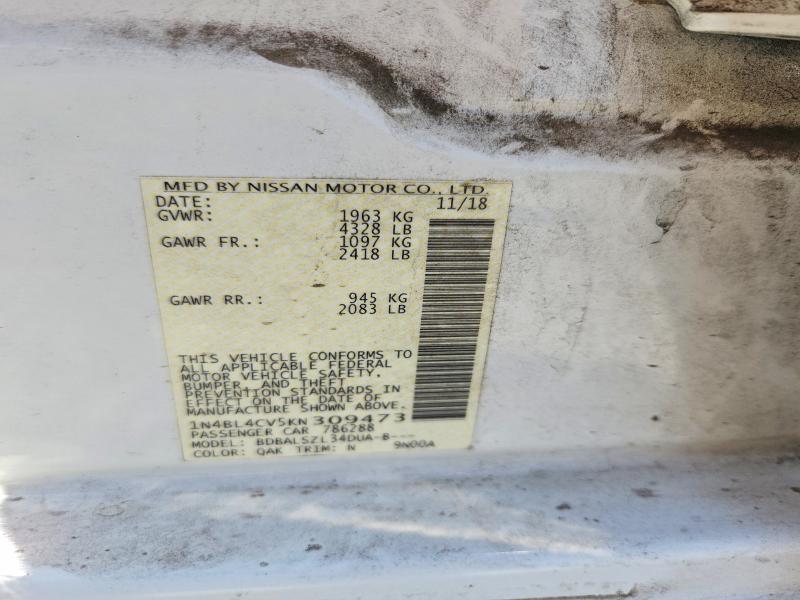 Продажа на аукционе авто 2019 Nissan Altima, vin: 1N4BL4CV5KN309473, номер лота: 63195786